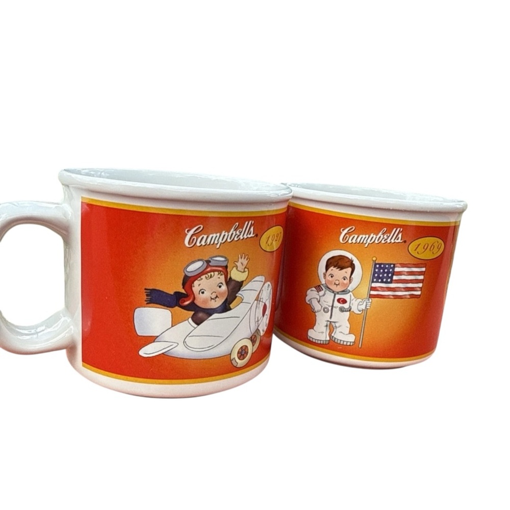 Campbell Soup Kids 100 Years Mug Set 2 Vintage 2003 Houston‎ Harvest Collectible